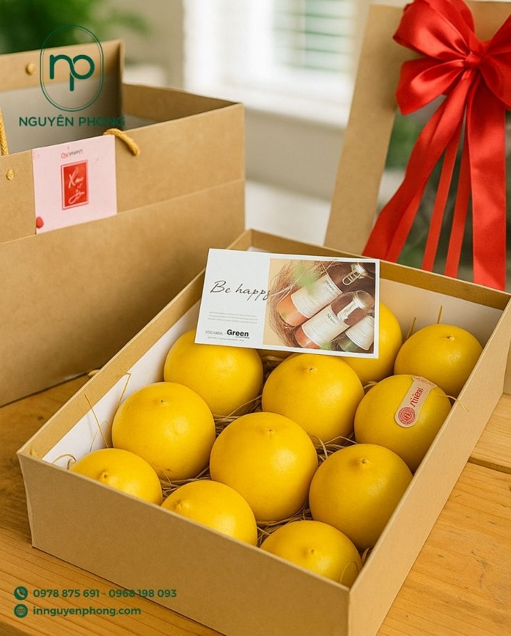 Mẫu thùng carton đựng vú sữa kiểu dáng âm dương làm quà tặng